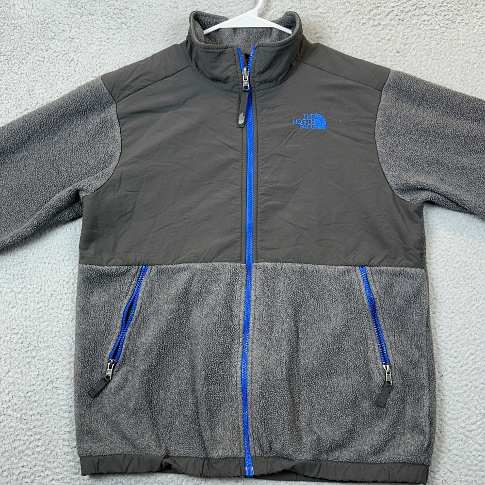 The North Face Jacket Boys XL 18-20 Denali Fleece Grey Blue Full Zip Colorblock